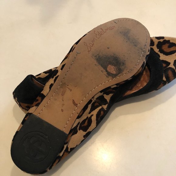 vintage SAM EDELMAN Leopard  Hair On Ballet Flats with Black Suede Trim - Picture 4 of 5